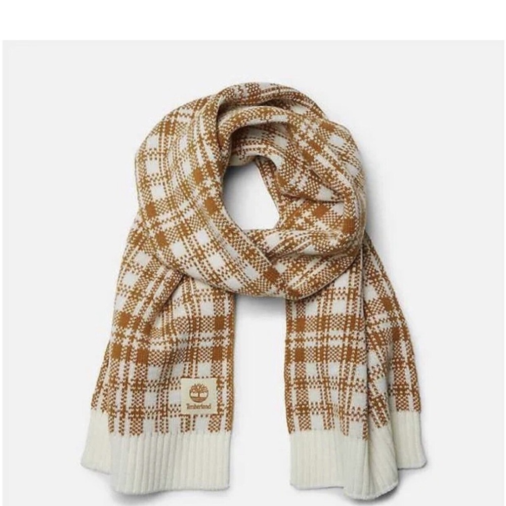 Timberland Women's Checkered Scarf - Tan and Cream